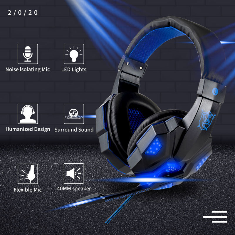 Wired PS5 Gaming Headphones with Light Up Feature