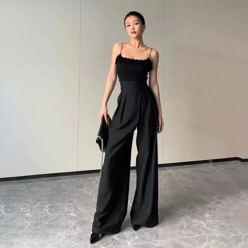 Women's Wide-Leg Drooping Trousers - Casual Fashion