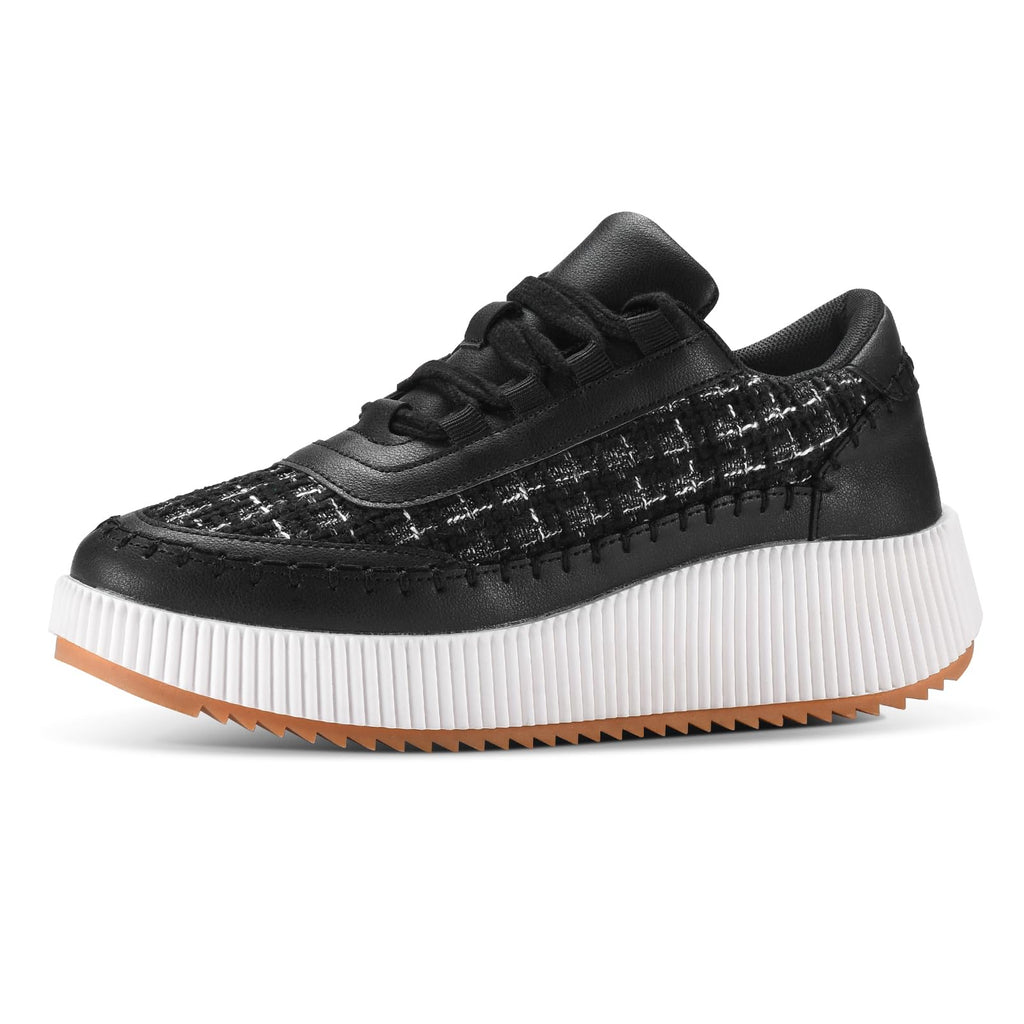 CGRRBW Platform Sneakers for Women Fashion Sneakers Comfortable Walking Shoes HDYDXW01-BLACK-6