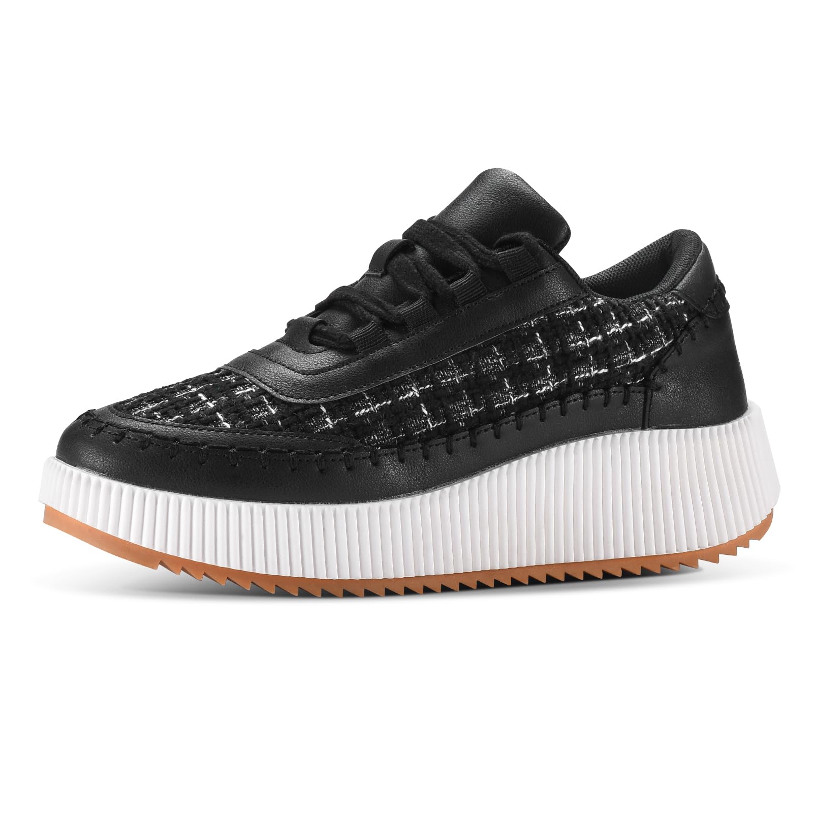 CGRRBW Platform Sneakers for Women Fashion Sneakers Comfortable Walking Shoes HDYDXW01-BLACK-6