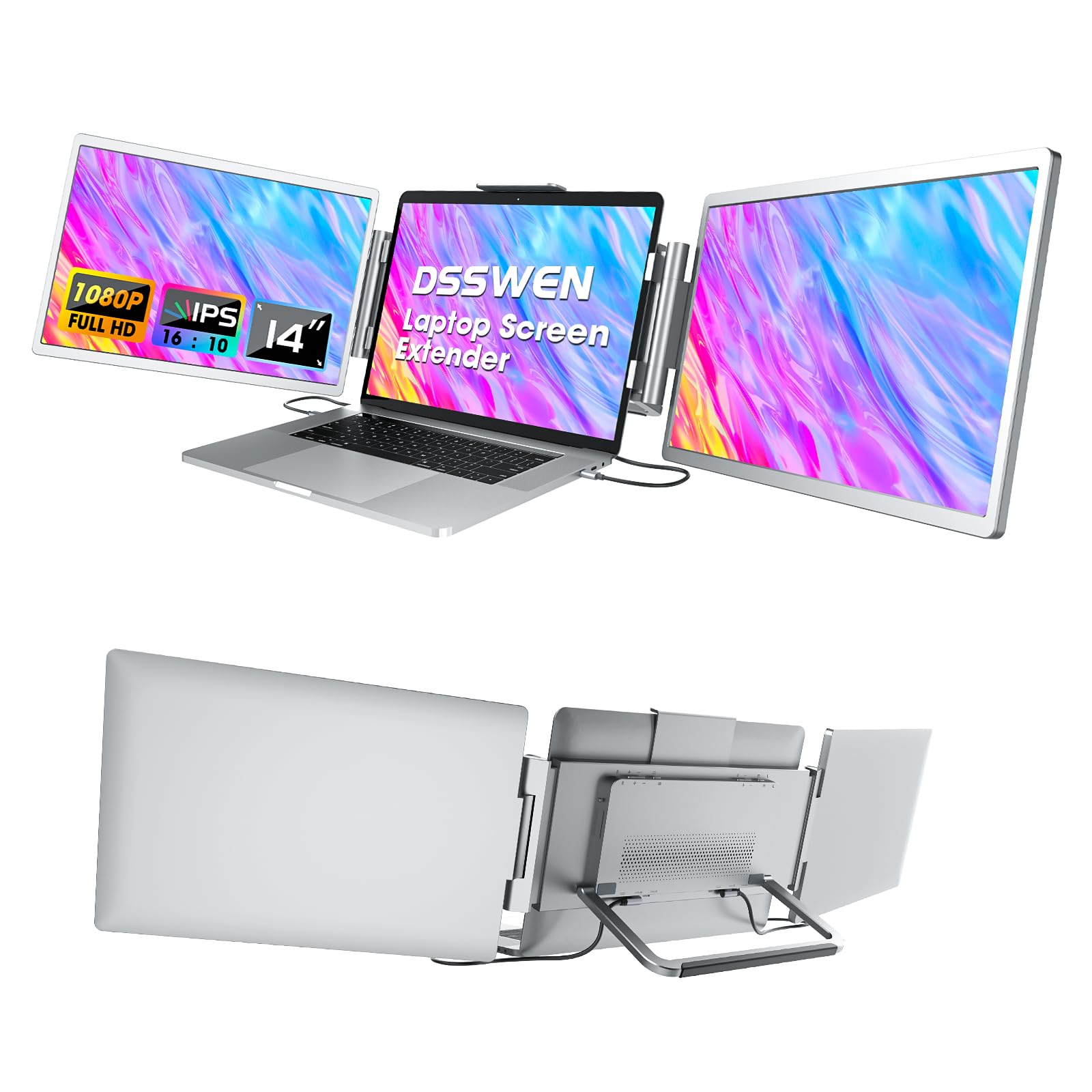 Dopesplay 14.1" Laptop Screen Extender for Laptop FHD 1200P IPS Portable Monitor for Laptop Triple Dual Laptop Extended Monitor Compatible with Windows Mac Android Chrome 14-17.3 Inch Laptops