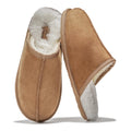 Project Cloud Mens House Slippers 100% Genuine Sheepskin Upper - Memory Foam Mens Scuff Slippers with Dyed Sheep Fur Slippers for Men - Non-Slip Fluffy Slippers & Fall Slippers (Colin CHSTNUT 9)